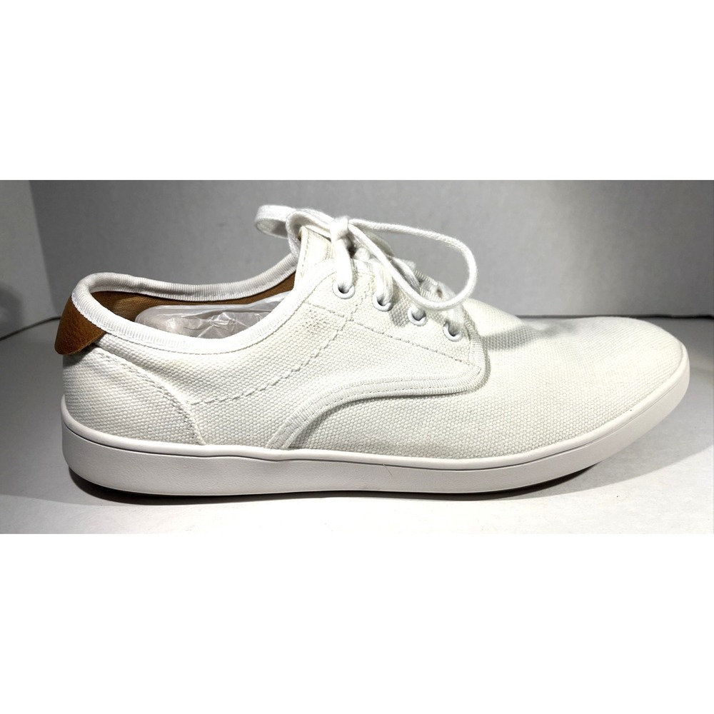Steve Madden Fenta White Canvas Leather Low‑Top Comfort Sneakers Men 9.5